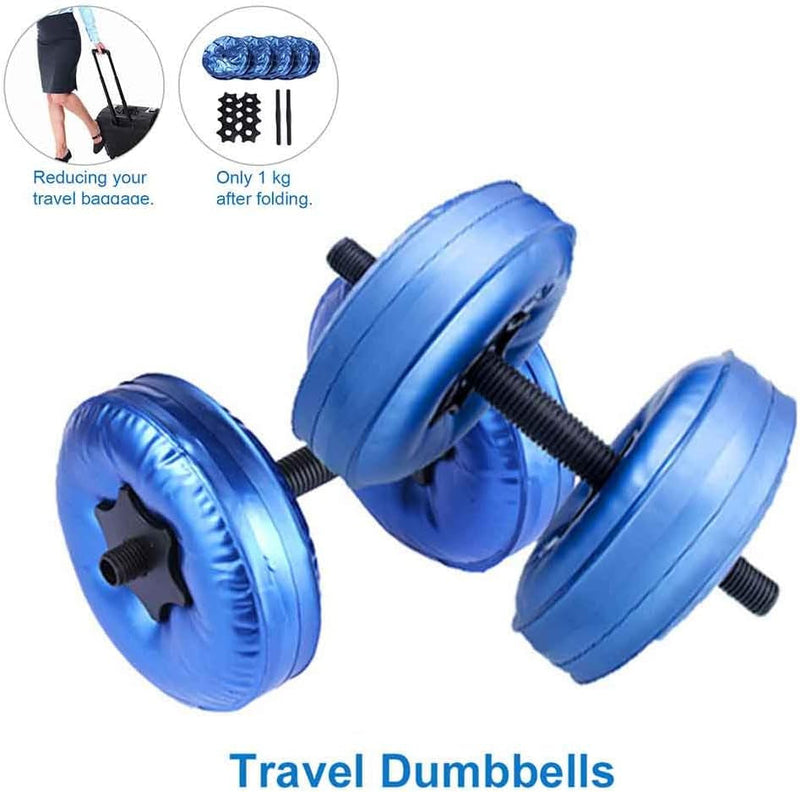 1 Pair Weight Adjustable Water Filled Dumbbells, 8-10 KG Portable Gym Dumbbells, Home & Outdoor Travel Weightlifting Exercise Fitness Dumbbell Equipment for Bodybuilding Training