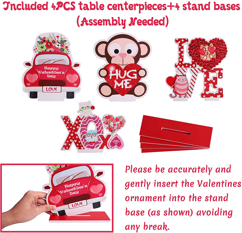 90Shine 4PCS Valentines Day Decorations Table Centerpieces Ornaments Heart Wedding Party Decor Supplies(Assembly Needed) Home & Garden > Decor > Seasonal & Holiday Decorations 90shine   