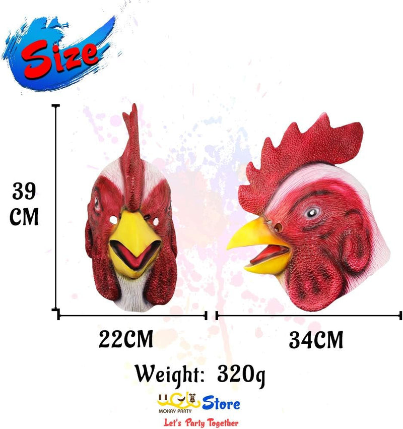 Chicken Head Mask Rooster Mask for Halloween Costume Party Carnival Prop