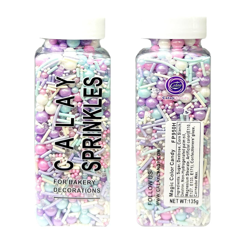 Edible Pink Purple Blue White Sprinkles Mix, Perfect for Cake Decorations, Baking, Cookies, Cupcake Decorating Ice Cream Toppings Celebrations Shaker Jar Wedding Shower Party Christmas Supplies