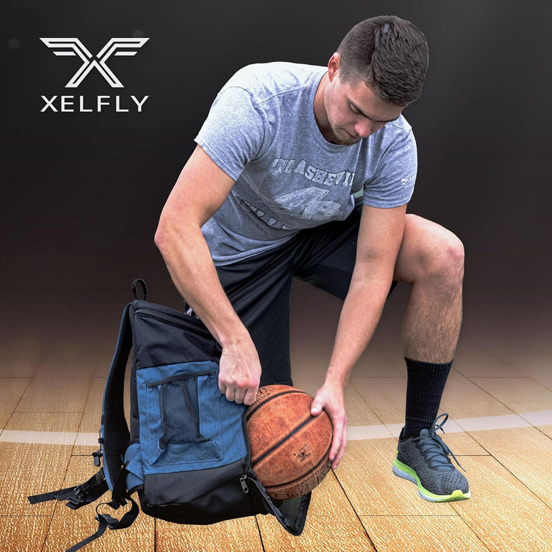 25L Basketball Backpack with Ball Compartment - for Sports Equipment, Gym, Travel