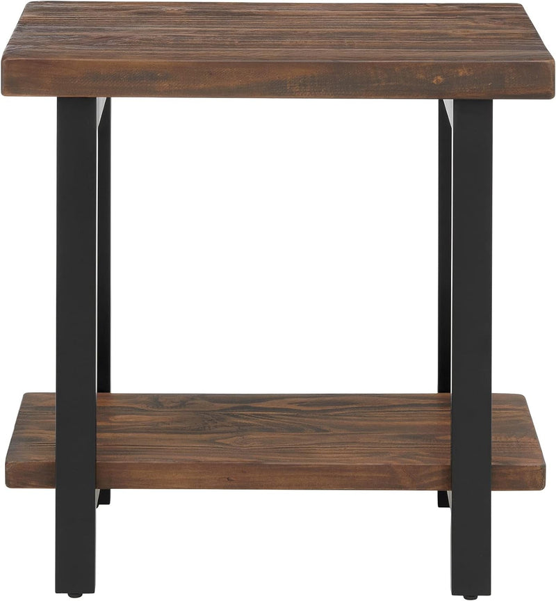Alaterre Furniture Pomona Metal and Wood End Table, 17 in X 27 in X 27 In, Brown