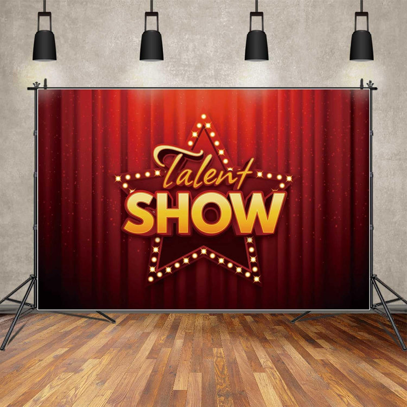 9X6Ft Red Drapes Curtain Talent Show Children Birthday Graduation Decoration Backdrop Draping Fabric Photo Studio Background Golden Star Glitter Shimmer Photography School Party Back Drop