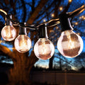 25FT Outdoor White String Lights with 27 Clear Bulbs, G40 Globe Patio String Lights for Indoor/Outdoor, Connectable Hanging Lights for Backyard Porch Balcony Party Decor - White Wire