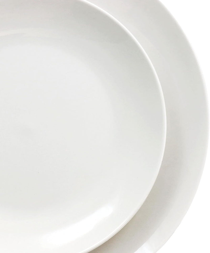 Elama White Porcelain Dish Dinnerware Set, 16 Piece, Camellia