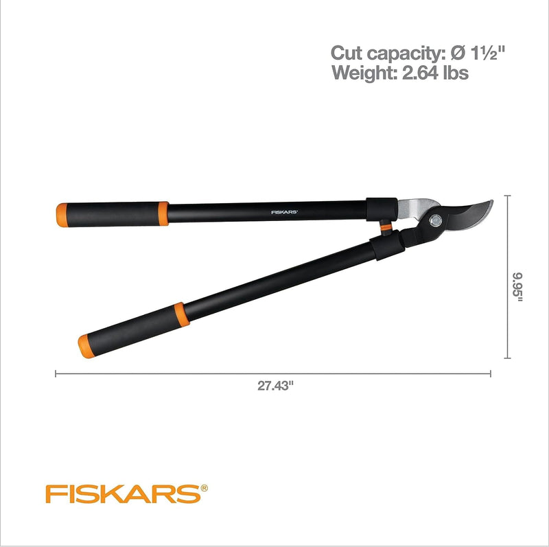 Fiskars 28" Loppers for Tree Trimming, Heavy Duty, Rust-Resistant Sharp Bypass Steel Blade Loppers, Branch Cutter up to 1.5" Diameter Cut Capacity, Shock-Absorbing Handle, Garden Tools