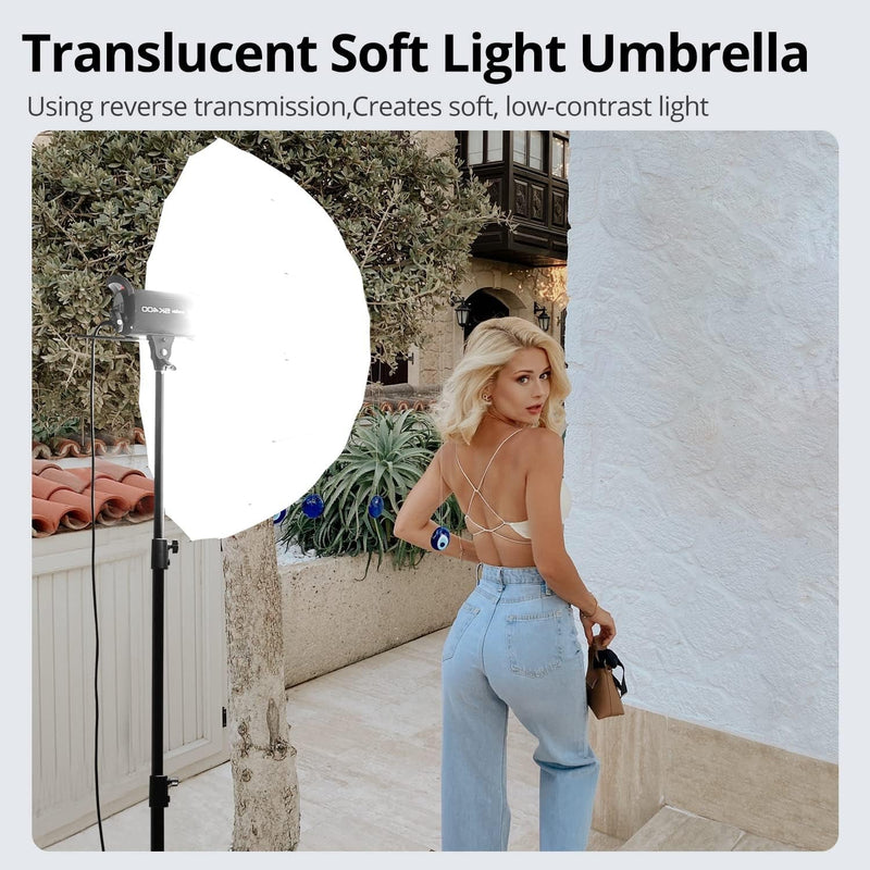 AMBITFUL UB-130S 51 Inch 130Cm Parabolic Inner Silver Reflec Umbrella Studio Light Umbrella with Diffuser Cover Cloth(Ub-130S)