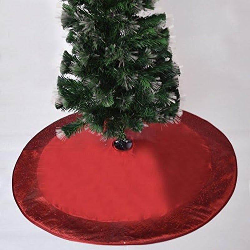 Burgundy Faux Silk Center,Sparkle Glitter Sequin Border Christmas Tree Skirt Xmas Tree Decoration -42Inch