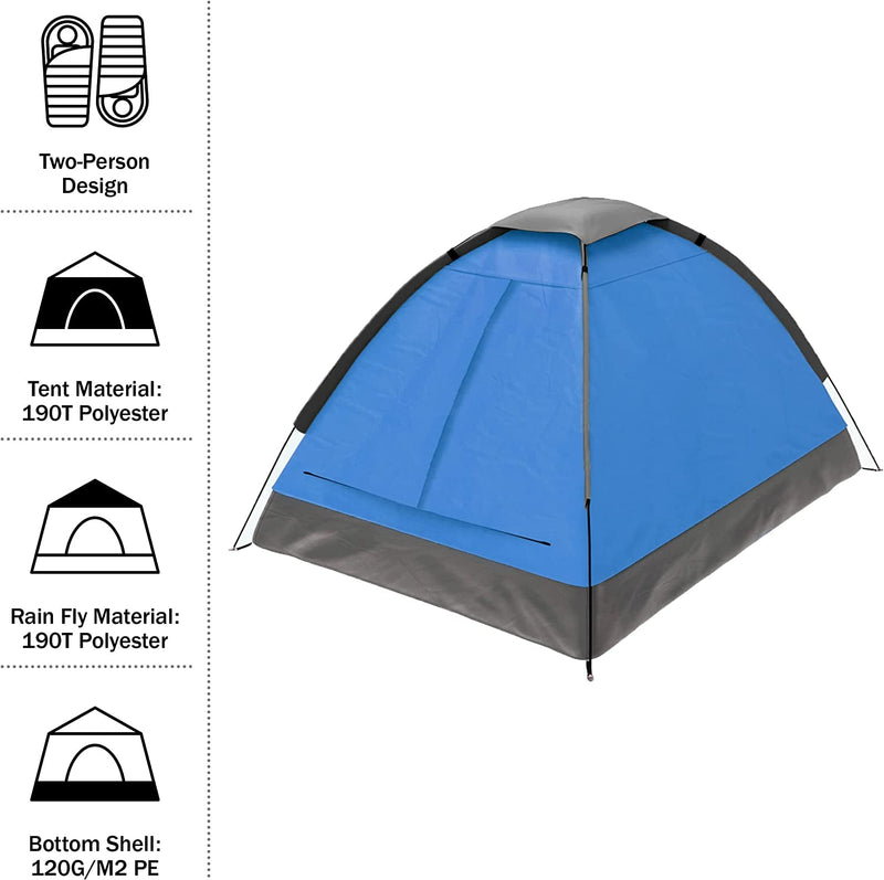 2 Person Camping Tent with Rain Fly and Carrying Bag - Lightweight Outdoor Tent for Backpacking, Hiking, or Beach Use by Wakeman Outdoors