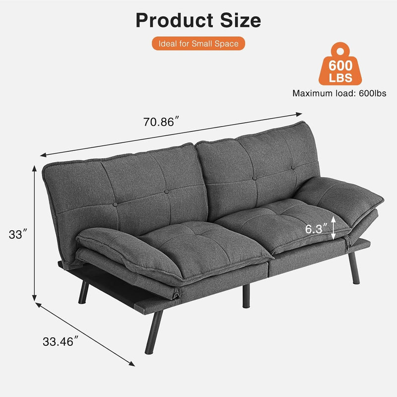 DUMOS Futon Sets Sofabed, Dark Grey