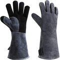 932°F Heat Resistant Leather Forge Welding Gloves Grill BBQ Glove for Tig Welder/Grilling/Barbecue/Oven/Fireplace/Wood Stove - Long Sleeve and Insulated Lining for Men and Women (Gray,14-inch) Home & Garden > Flood, Fire & Gas Safety OZERO Black-gray(16-inch)  