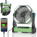Camping Fan with LED Light, 20000Mah Rechargeable Battery Operated Camp Fan with Hook, 270° Pivot, 4 Speeds, USB Table Fan for Camping, Fishing, Power Outage, Barbecue, Jobsite