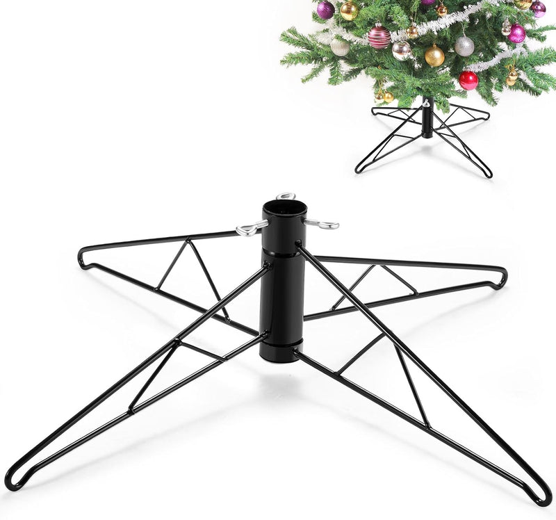 Barydat Christmas Tree Stand for Artificial Tree Steel Bar Xmas Tree Base Folding Replacement Tree Holder Base for Christmas Winter Holiday New Year Artificial Tree Decorations (Dark Green,26 Inch)