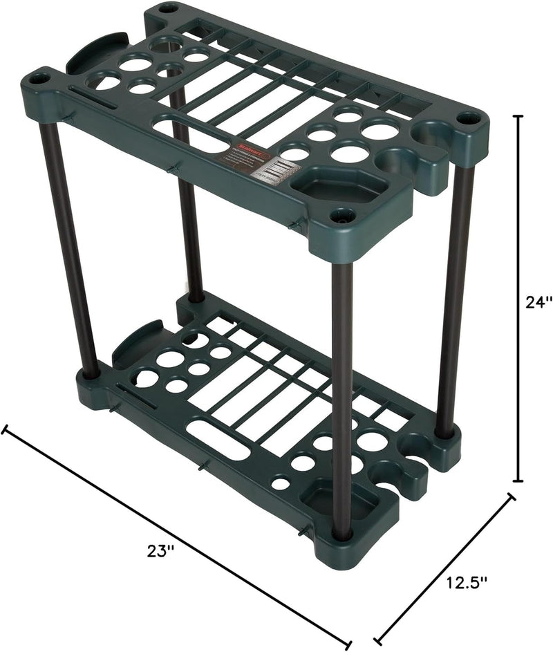 Garden Tool Organizer - 23-Inch Utility Rack Holds up to 30 Yard Tools to Maximize Floor Space - Garage Storage and Organizers by Stalwart (Green)