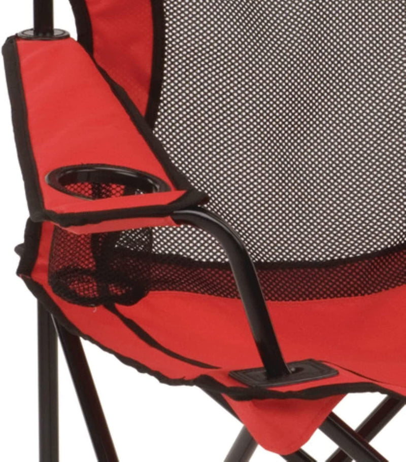 Coleman Broadband Mesh Quad Camping Chair, Cooling Mesh Back with Cup Holder, Adjustable Arm Heights, & Carry Bag; Supports up to 250Lbs