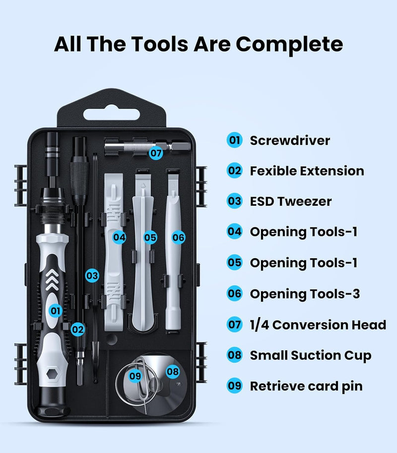 115-In-1 Precision Screwdriver Set, [Super Durable] Mini Professional Magnetic Repair Tool Kit, Small Screwdriver for Phone, Computer, Watch, Laptop, Macbook, Eyeglass, Electronic