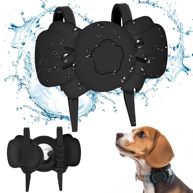 Airtag Dog Collar Holder - Silicone IPX8 Waterproof Airtag Cat Collar - Secure and Stylish, Adjustable Strap Fits All Collar Widths