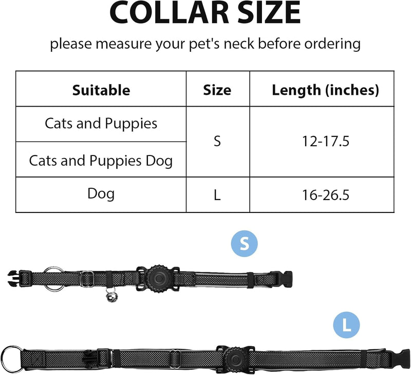 Dog Collar with Airtag Holder, Breakaway Cat Airtag Collar, Medium,Kittens, Puppies