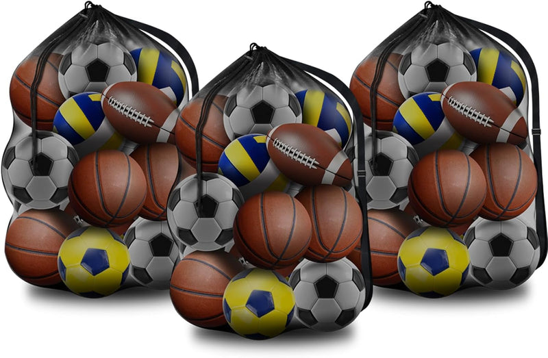 BROTOU Extra Large Sports Ball Bag Mesh, Basketball Bags Team Balls, Adjustable Shoulder Strap, Team Work Ball Bags for Holding Soccer, Football, Volleyball, Swimming Gear (30” X 40”)