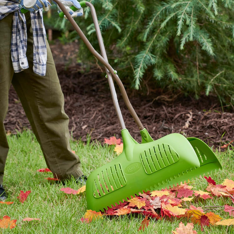 AMES Leaf Grabber Rake with Long Handle & Cushioned Grip for Leaves, Lawn Clippings, Twigs, Yard Waste