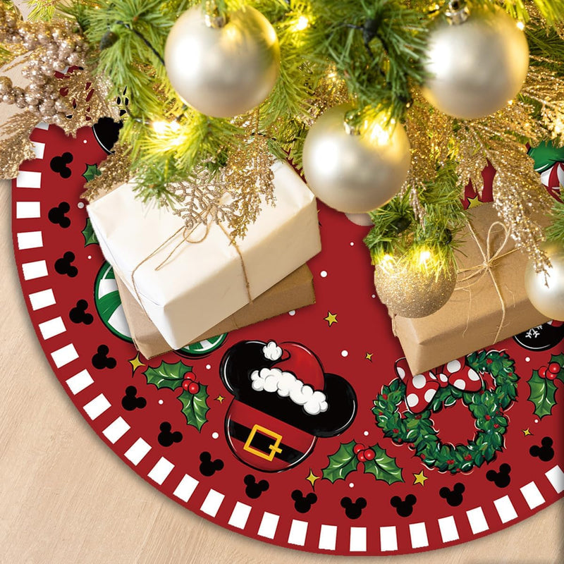 Christmas Tree Skirt 48 Inch Christmas Cartoon Mouse Tree Collar New Year Winter Xmas Tree Decor Christmas Decorations for Home Party