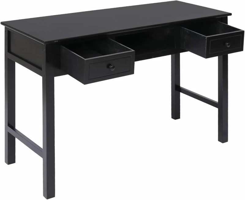 Barash Writing Desk Black 43.3"X17.7"X29.9" Wood Office Desk Small Desk for Bedroom Home Office Desks Study Table Work Desk for Home Office