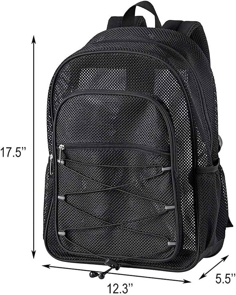 COVAX Large Mesh Backpack, Mesh Drawstring Bag for Commting, Swimming, Beach, Sports