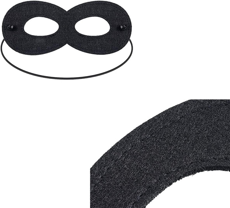 Black Superhero Felt Eye Masks, 6PCS Adjustable Elastic Rope Half Masks, Superhero Mask, Black Eye Mask for Party Cosplay Accessory (Black)