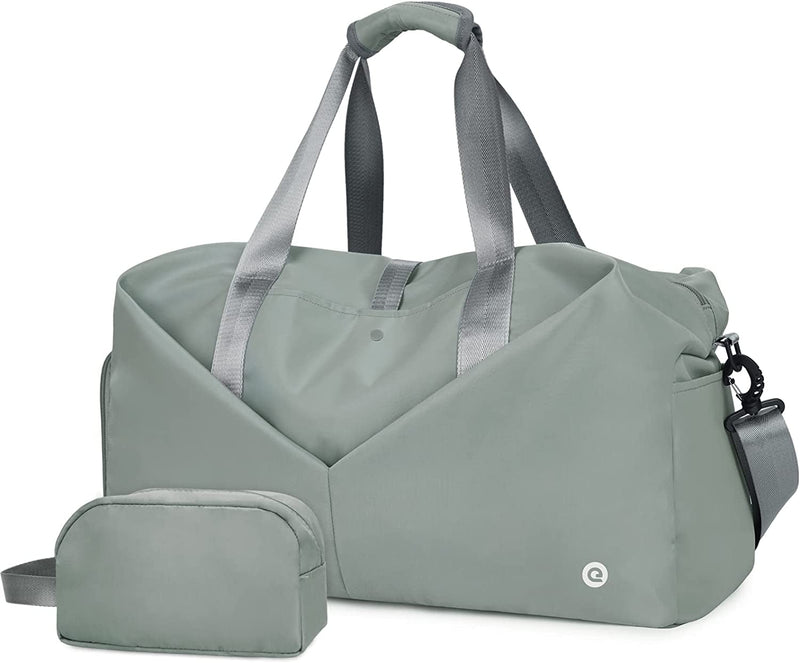 Ceneda 20" Gym Duffel Bag with Wet Pocket Shoes Compartment Portable Overnight Weekender Bag Travel Bag Yoga Bag for Women (Celadon)