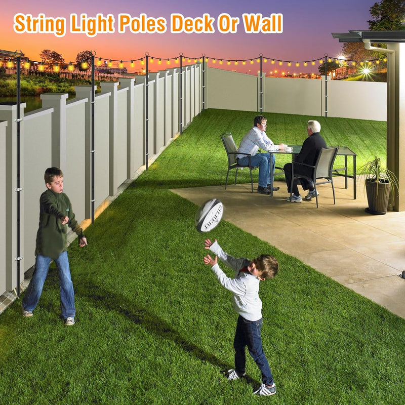 AILBTON 2 Pack 10Ft String Light Poles for Outdoor String Lights, Metal Fork Poles Stand for Patio, Backyard, Deck
