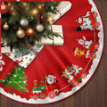 Christmas Tree Skirt Red White Cloth Christmas Tree Base Cover Skirts Decor for Xmas Party Holiday Home Garden (Christmas Train, 36Inch)