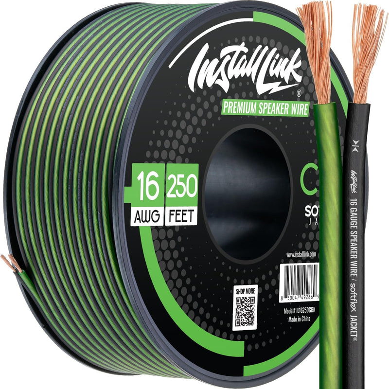 16 AWG Gauge Speaker Wire Cable Stereo, Car or Home Theater, CCA (100 Feet) by Install Link