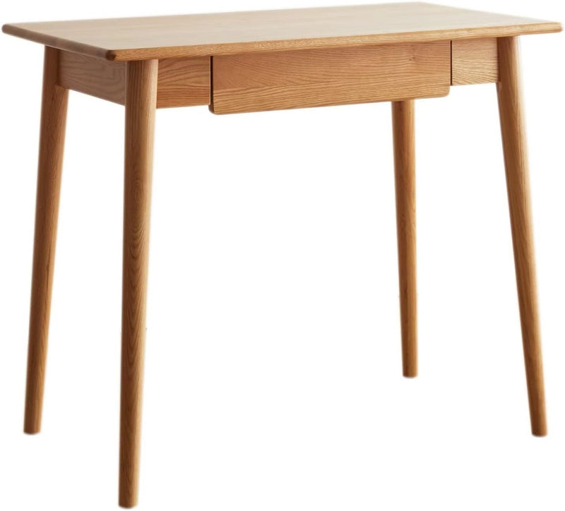 Computer Desk, Home Office Writing Desk with 1 Drawer and 4 Solid Legs, Modern Solid Wood Dressing Table with Wide Tabletop Surface for Living Room Bedroom, Natural, 31.5"X19.69"X29.92"