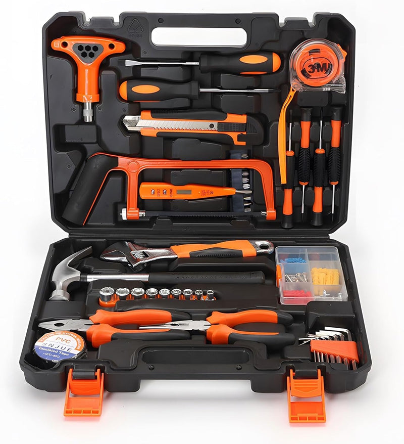 82-Piece Home Tool Kit: Complete Set of Essential Tools for DIY Repair & Maintenance, Perfect Apartment Essentials with Plastic Toolbox Storage Case