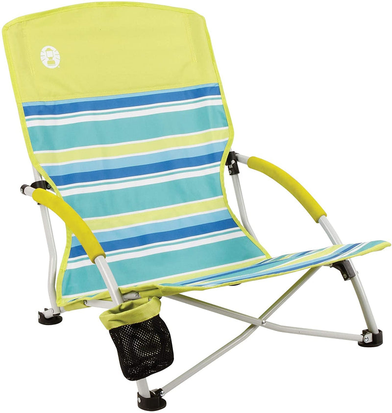 Coleman Utopia Breeze Beach Chair, Lightweight & Folding Beach Chair with Cup Holder, Seatback Pocket, & Relaxed Design; 21-Inch Seat Supports up to 250Lbs