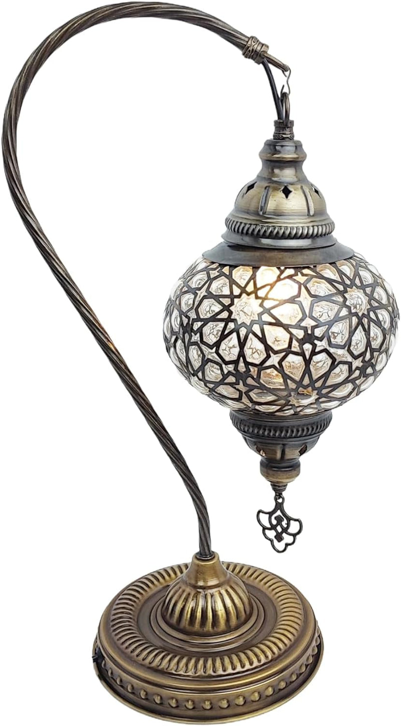 Angora Hayden Table Lamp | 100% Handmade in Turkey, Glass, Mediterranean, Bohemian, Turkish Moroccan Mosaic Table Lamps, Vintage Desk Lamps | 18 Inches Tall