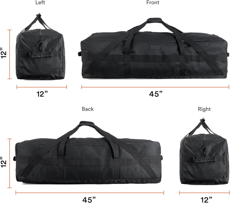 Fitdom 106L 45" Heavy Duty Extra Large Duffle Bag with Upgrade Zipper, Durable & Water Resistant. Perfect as Camping Bag Travel Storage Bag Tent Storage Bag Sports Equipment Bag for Coaches & More