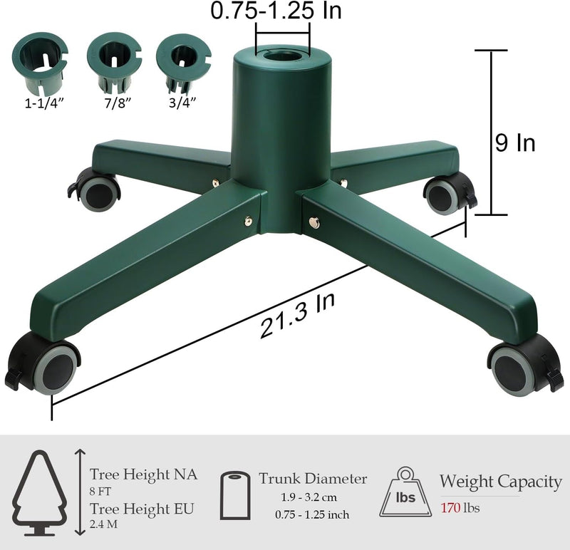 Blissun Christmas Tree Stand for Artificial Christmas Trees, Artificial Christmas Tree Stand with Movable Wheels, Xmas Tree Holder, Fits up to 8FT Artificial Trees