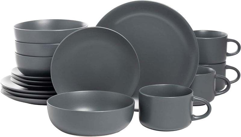 10 Strawberry Street Wazee Matte Coupe Dinnerware Set, 16 Pc, Black