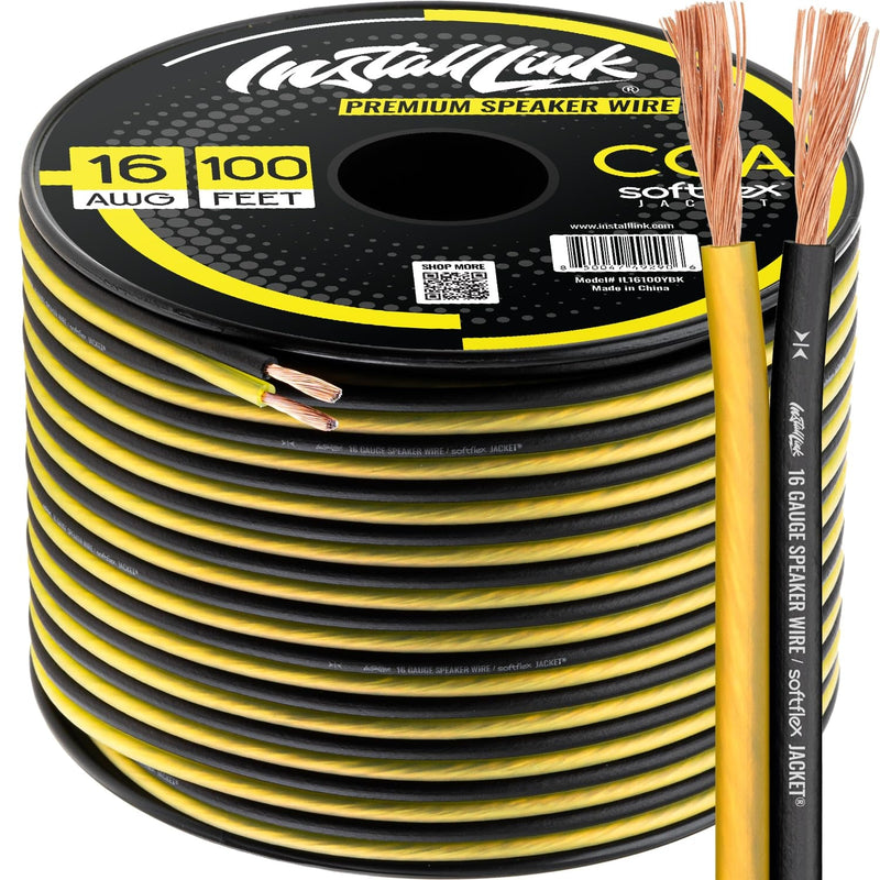 16 AWG Gauge Speaker Wire Cable Stereo, Car or Home Theater, CCA (100 Feet) by Install Link