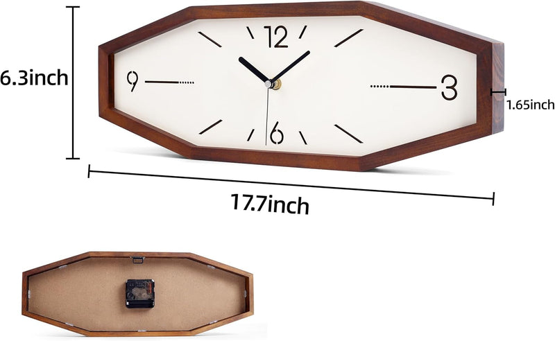 Daguys Wooden Retro Wall Clocks, 18 Inches Square Clocks Rectangular Wall Clock Battery Operated Silent Non-Ticking, for Kitchen Living Room Office Home Desk Bedroom (Brown)