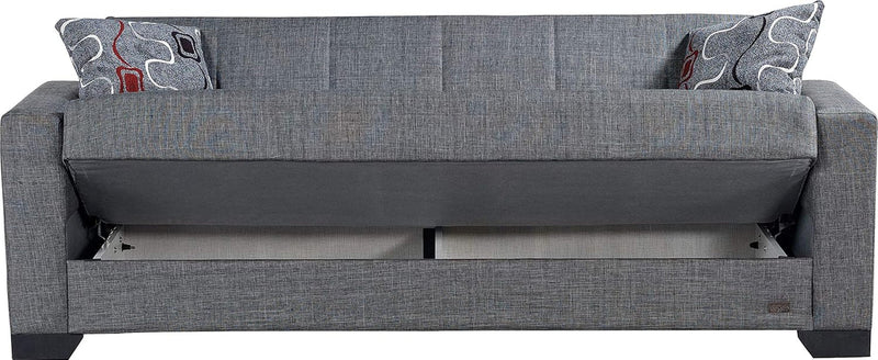 BEYAN SB Gray Vermont Modern Fabric Upholstered Convertible Sofa Bed with Storage, 84"