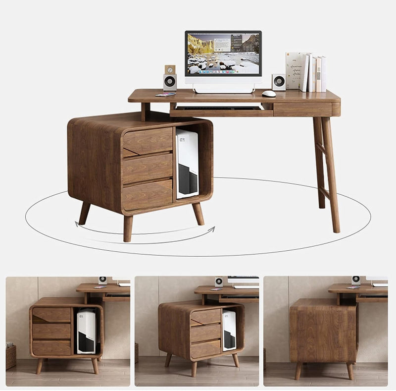 Computer Desk Stable Wooden Desktop PC Desk with Lockers, Drawers and Keyboard Tray Modern Home Working Study Table Scalable Study Room Workstation Home Office Desks