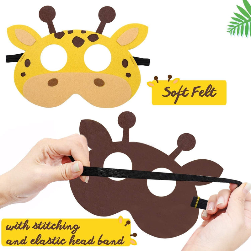 Ciyvolyeen Safari Jungle Animal Felt Masks Wild Animal Theme Birthday Party Favors Costumes Dress-Up Party Supplies(12 Pieces)