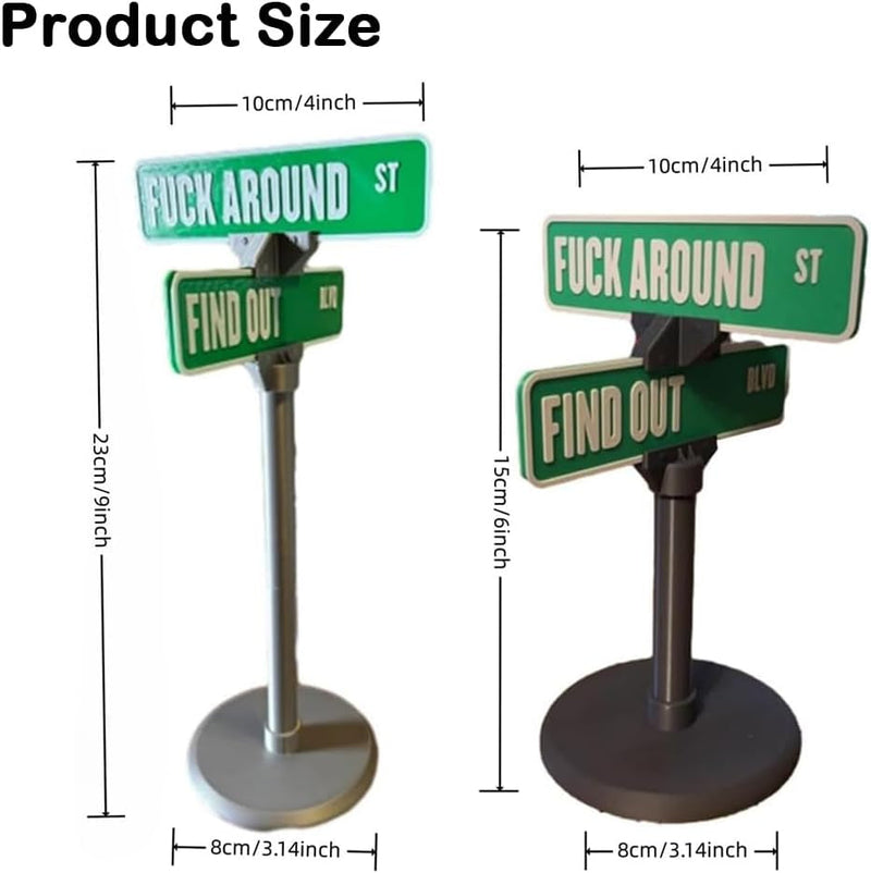 F around Find Out Street Sign Desk Decoration Funny Desk Gift,Fuck around and Find Out Street Sign,Office Desk Home Decor,3D Printed Street Sign,Decorative Sign for Bedroom,Living Room