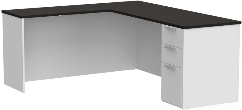Bestar Pro-Concept plus L-Shaped Desk with Pedestal, White & Deep Grey