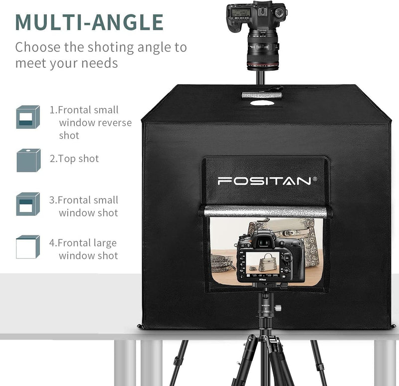 FOSITAN Photo Box, Photo Light Studio Box 35"/90Cm 126 LED Light Photo Shooting Tent Table Top Photography Lighting Kit with 4 Background Paper and CRI95+ for Photography