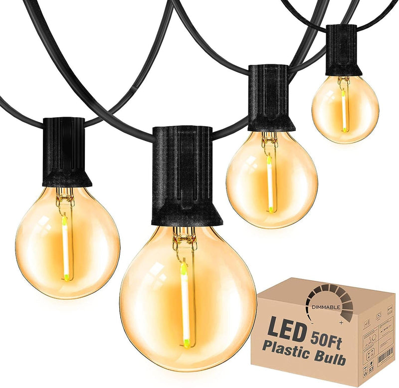 DAMAING Outdoor String Lights 150 FT Patio Lights String with 75 Dimmable ST38 Plastic LED Bulbs,Vintage Shatterproof Edison String Lights Waterproof for Bistro Balcony Backyard and Gazobos.