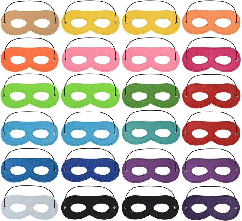 DANGSHAN 24 Pieces Superhero Masks Felt Masks Eye Masks Half Masks Party Masks Kids Mask Toys with Elastic Ribbon for Party, Masquerade, Halloween, Multicolor