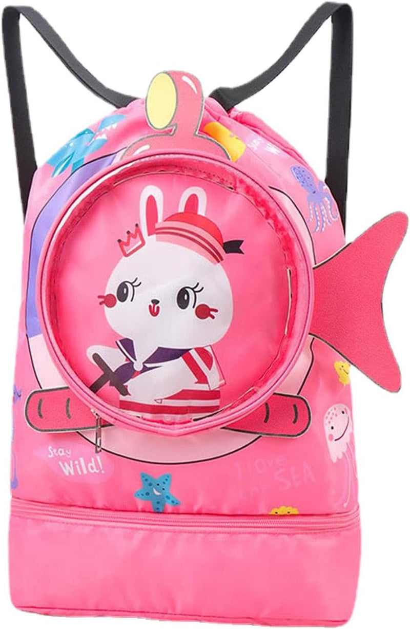 Children'S Swimming Bag Wet and Dry Separation Beach Backpack, Cartoon Animals Swim Bag with Shoe Compartment Kid Swim Bag Sports Gym Backpack for Girls Boys